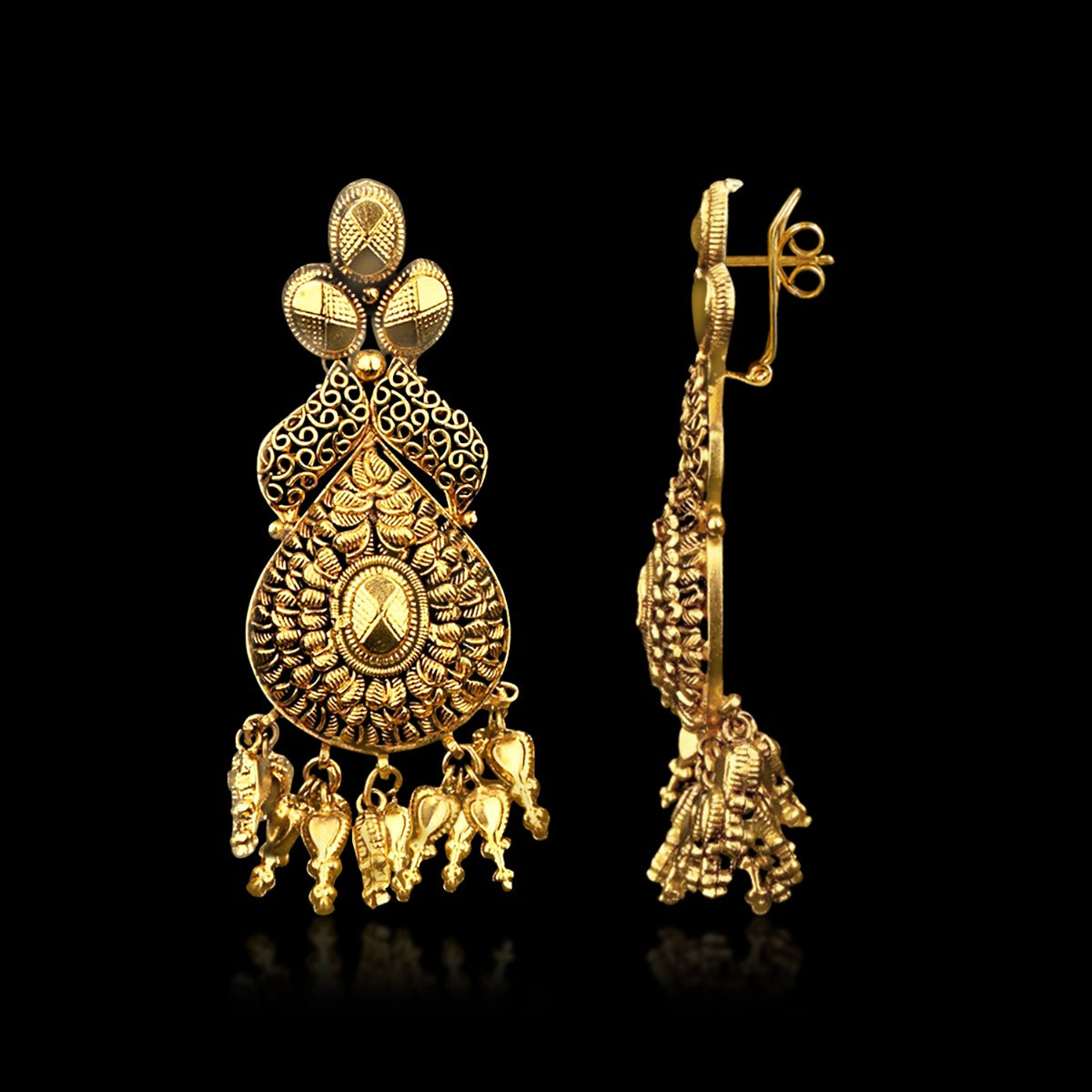 Three Petal Gold Earrings