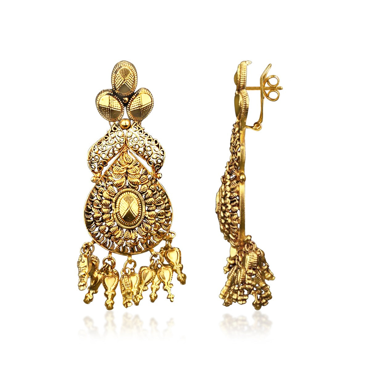 Three Petal Gold Earrings