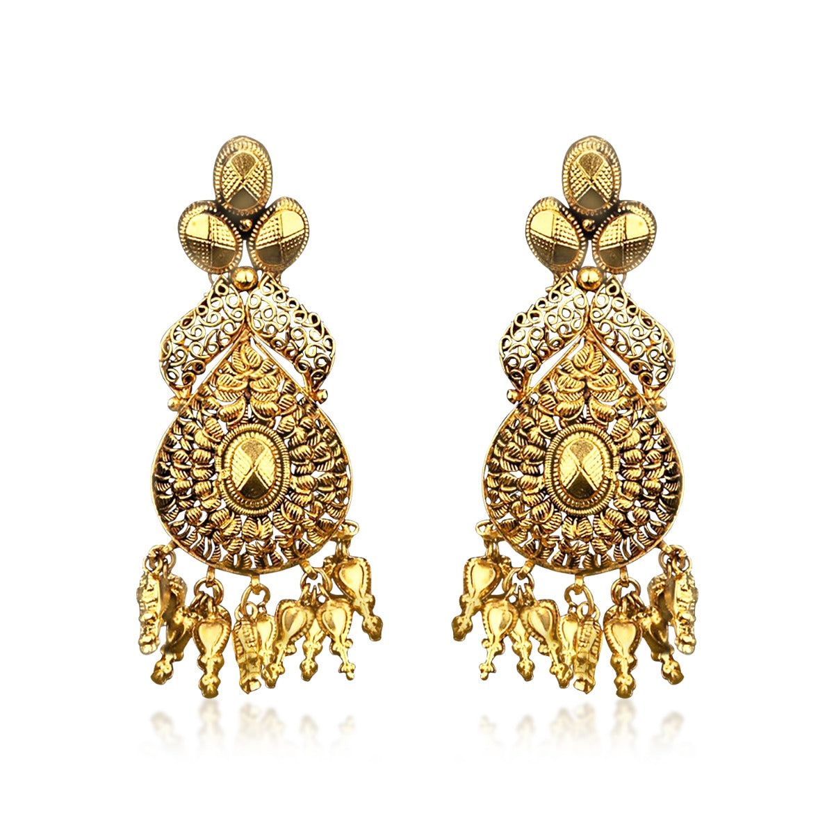 Three Petal Gold Earrings