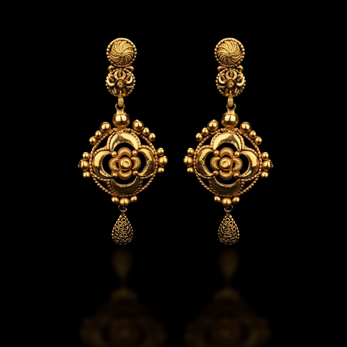 Long Hanging Gold Earrings