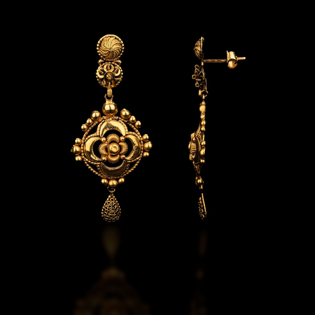 Long Hanging Gold Earrings
