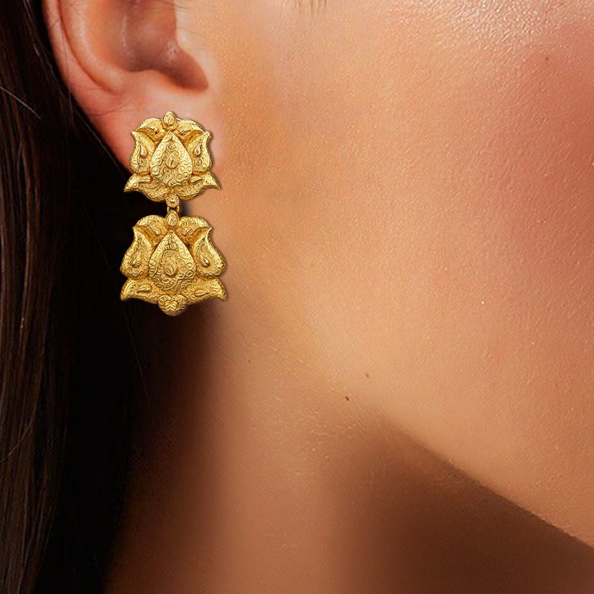 Forest Flower Gold Earrings