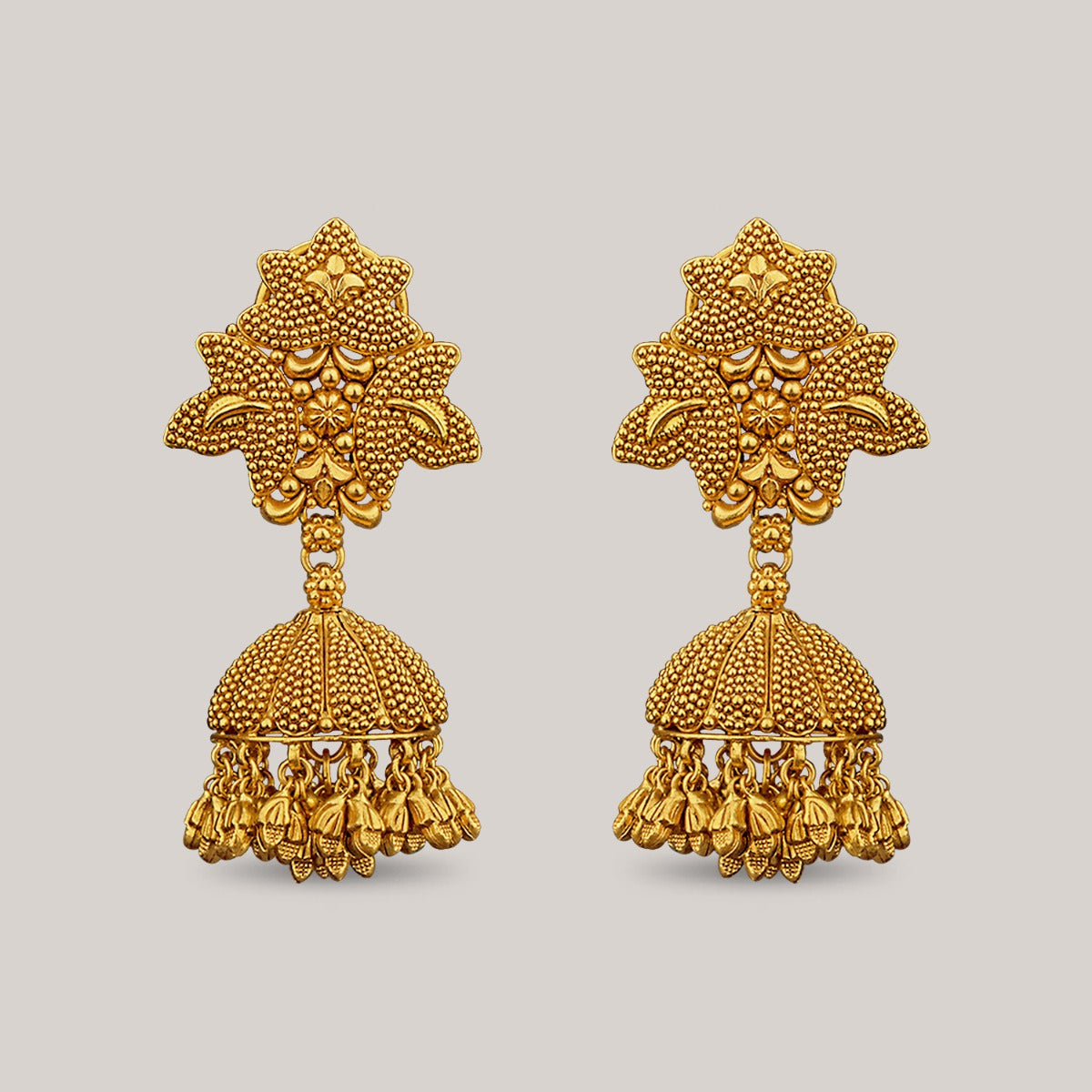 Dotted Leaf Gold Jhumka