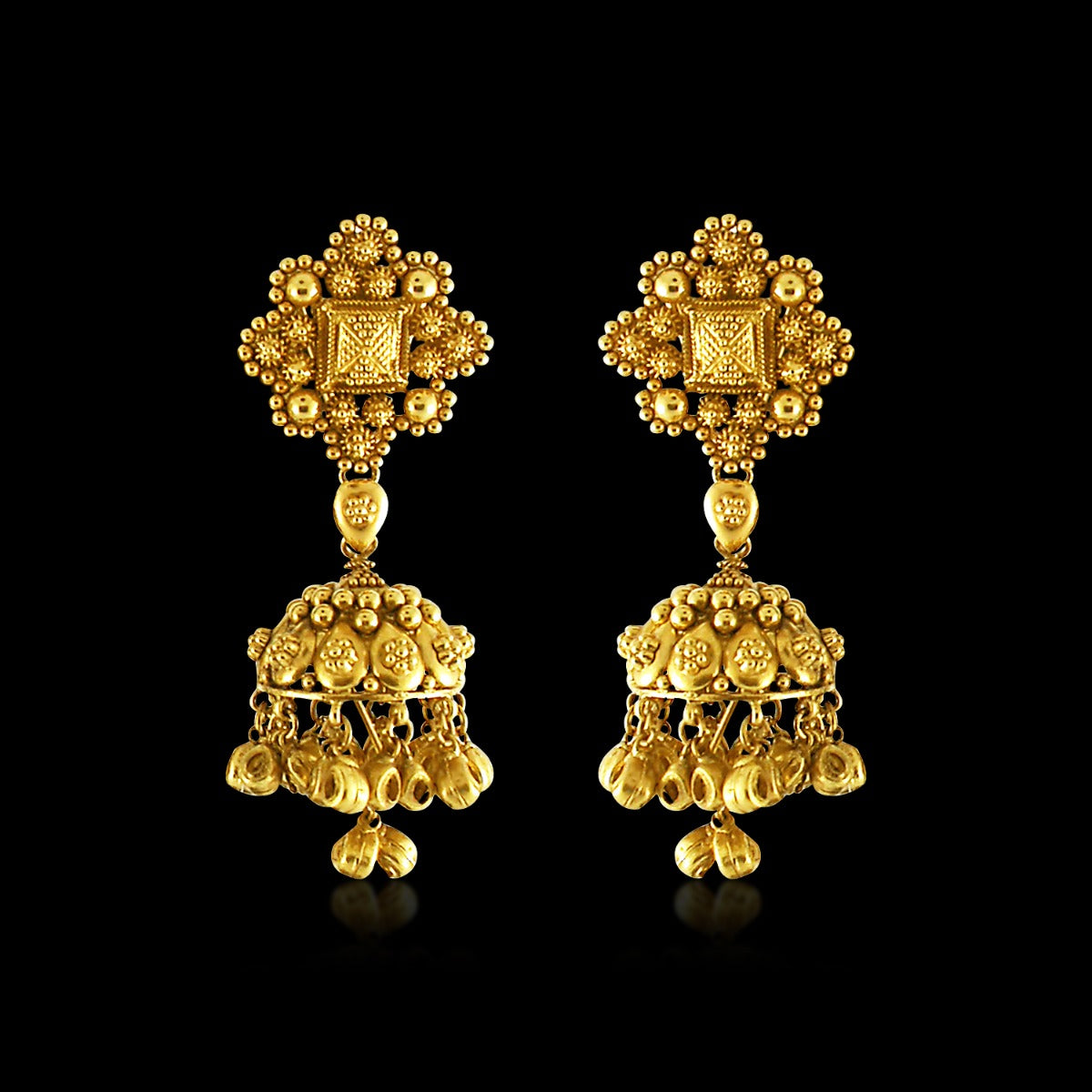 Floral Long Gold Jhumka