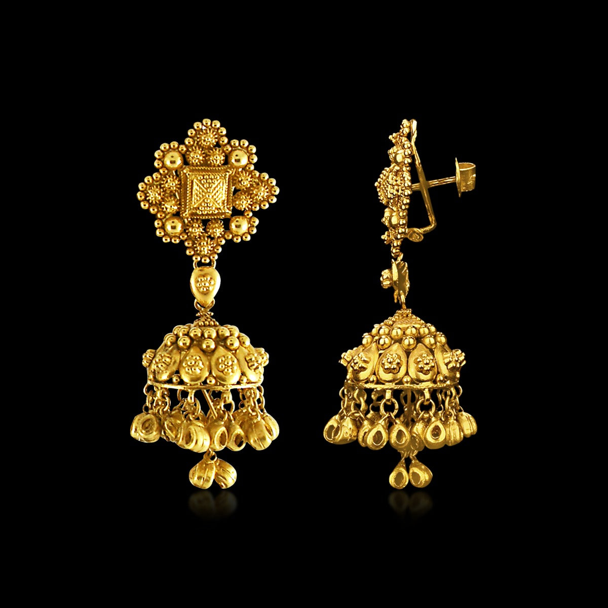 Floral Long Gold Jhumka