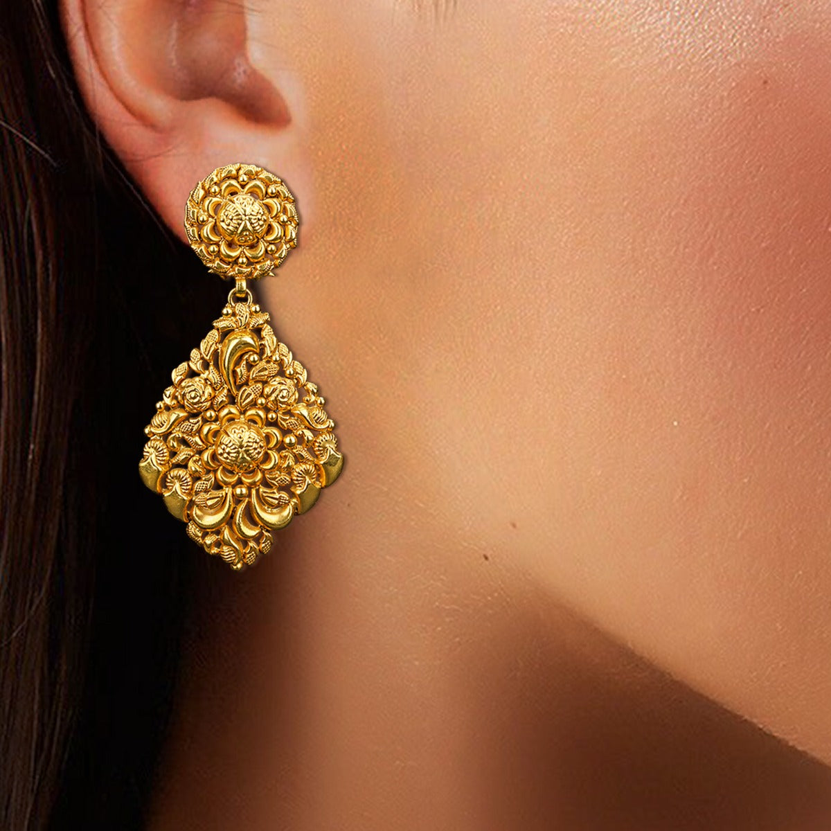 Orchid Farm Gold Earrings