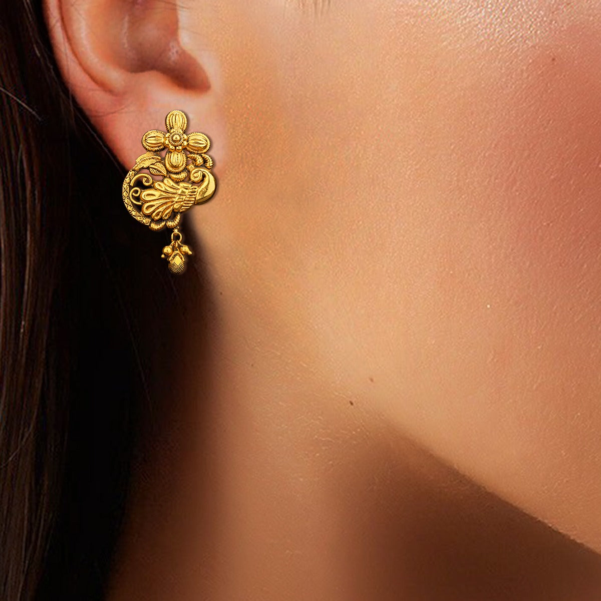 Peacock Gold Earrings
