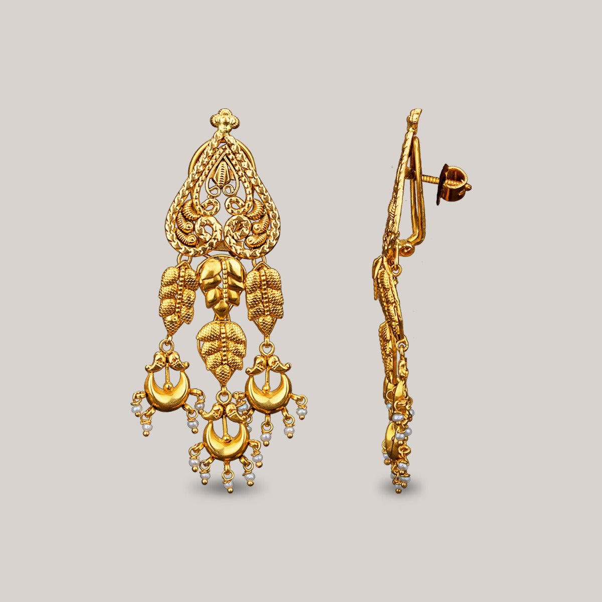 Inverted Leaf Gold Earrings