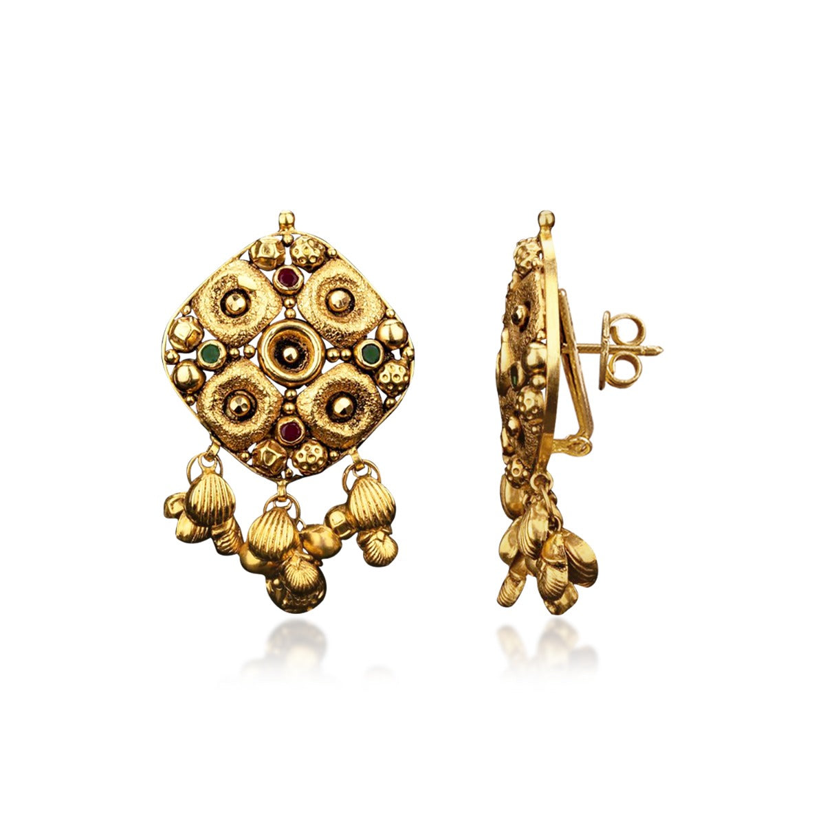 Four by Four Gold Earrings
