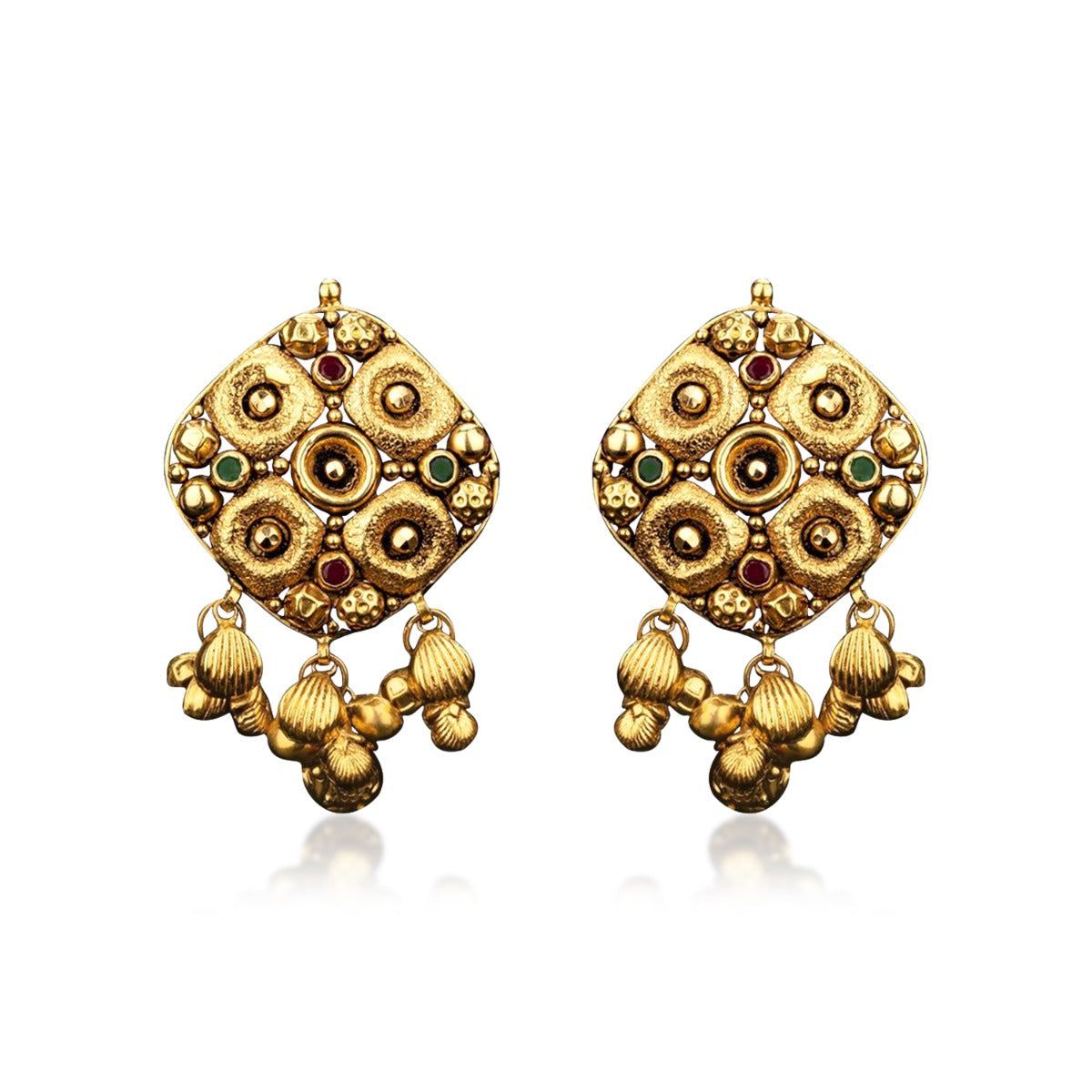 Four by Four Gold Earrings