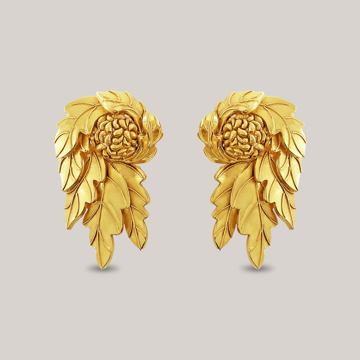 Ornate Wings Gold Earrings