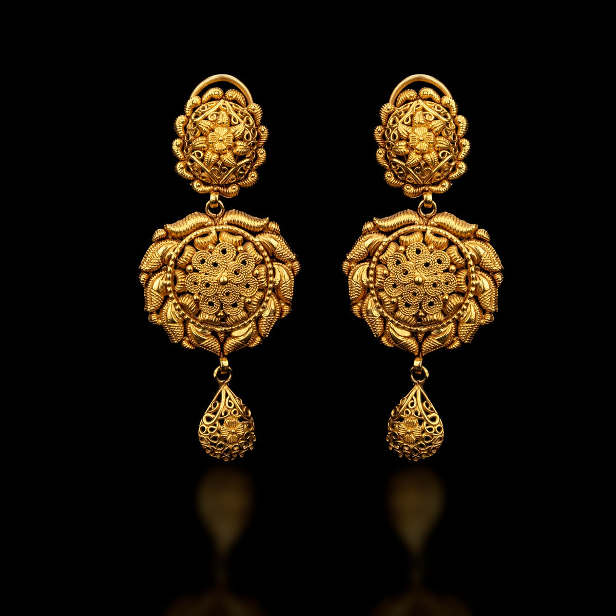Oval Round Gold Earrings