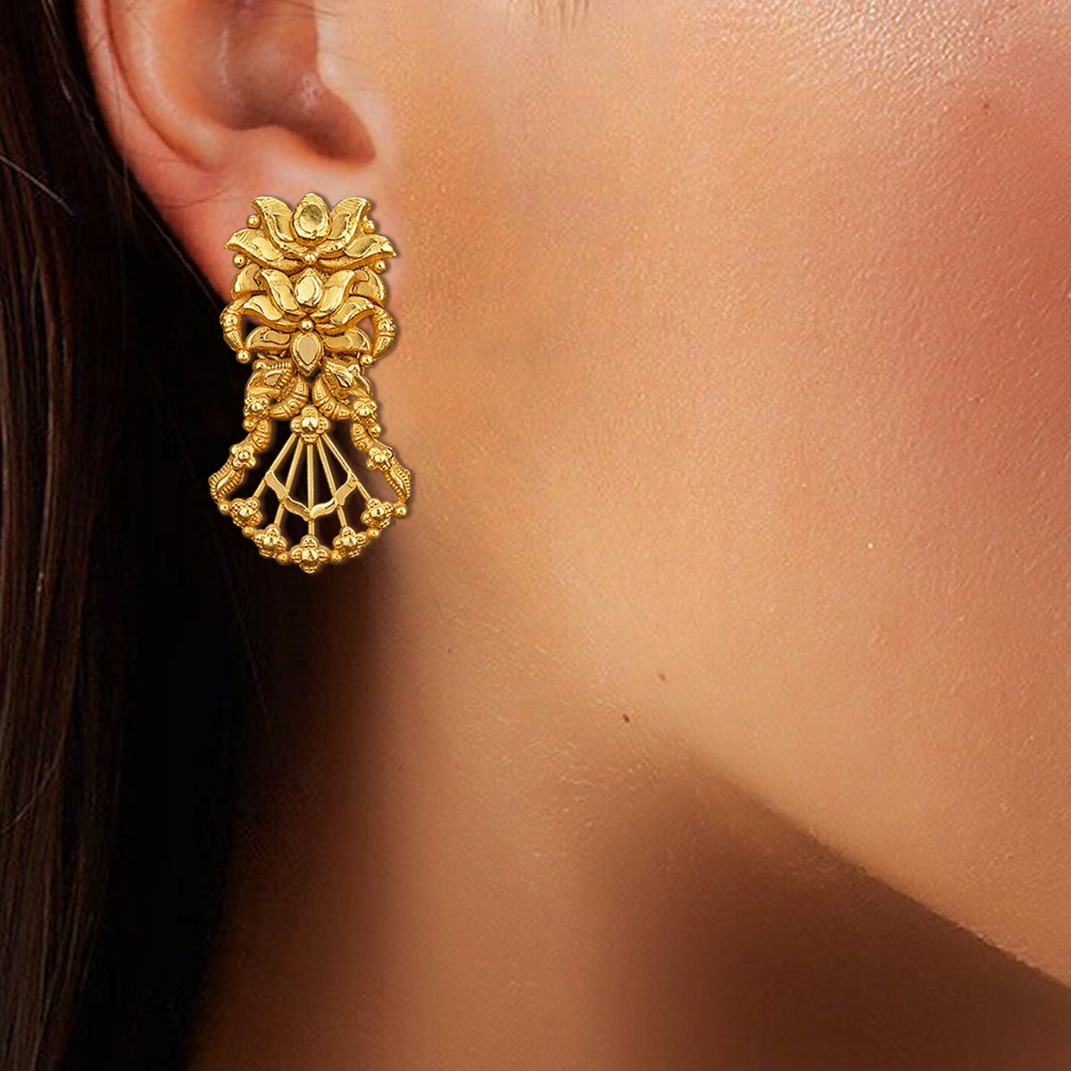 Lotus Bloom Gold Earrings