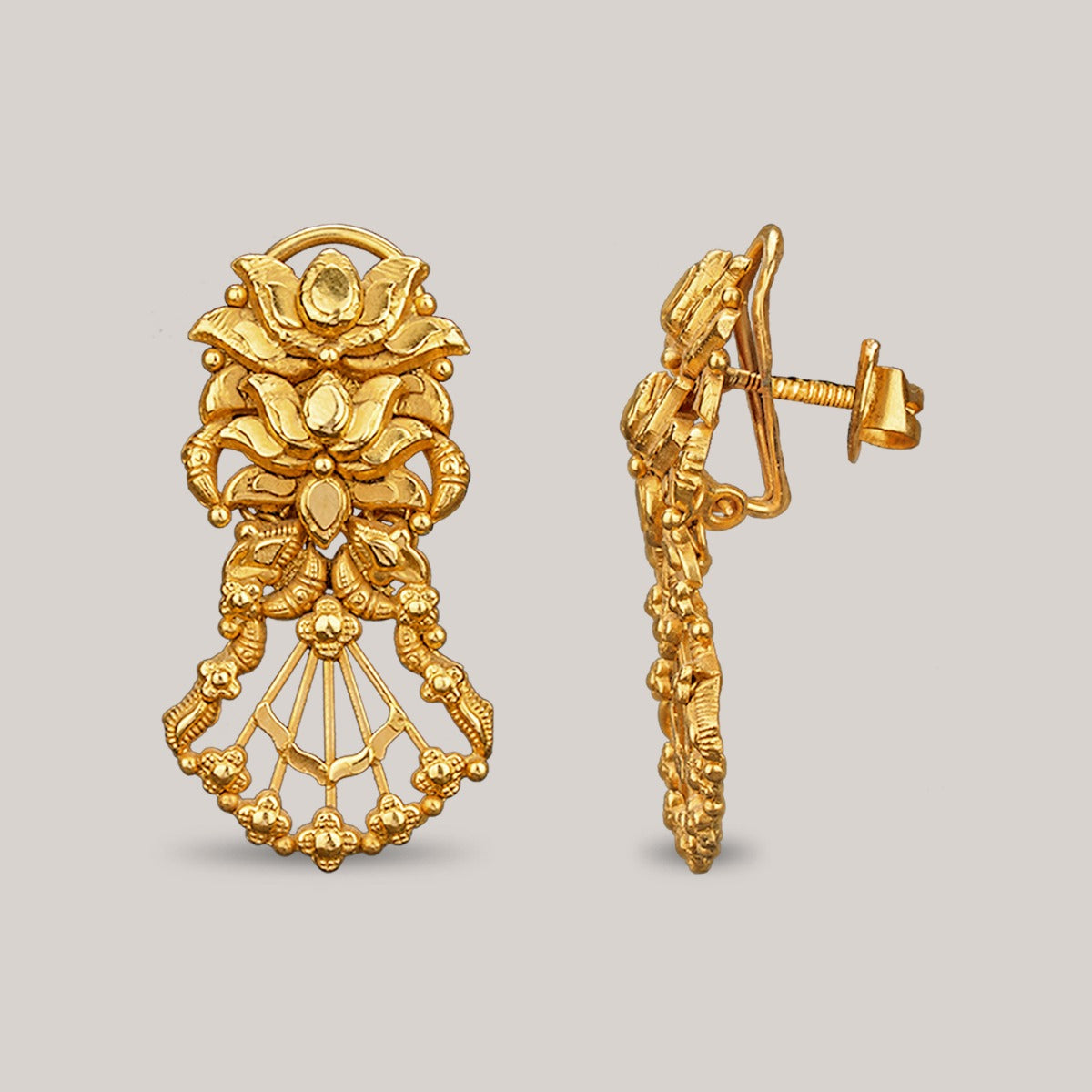 Lotus Bloom Gold Earrings