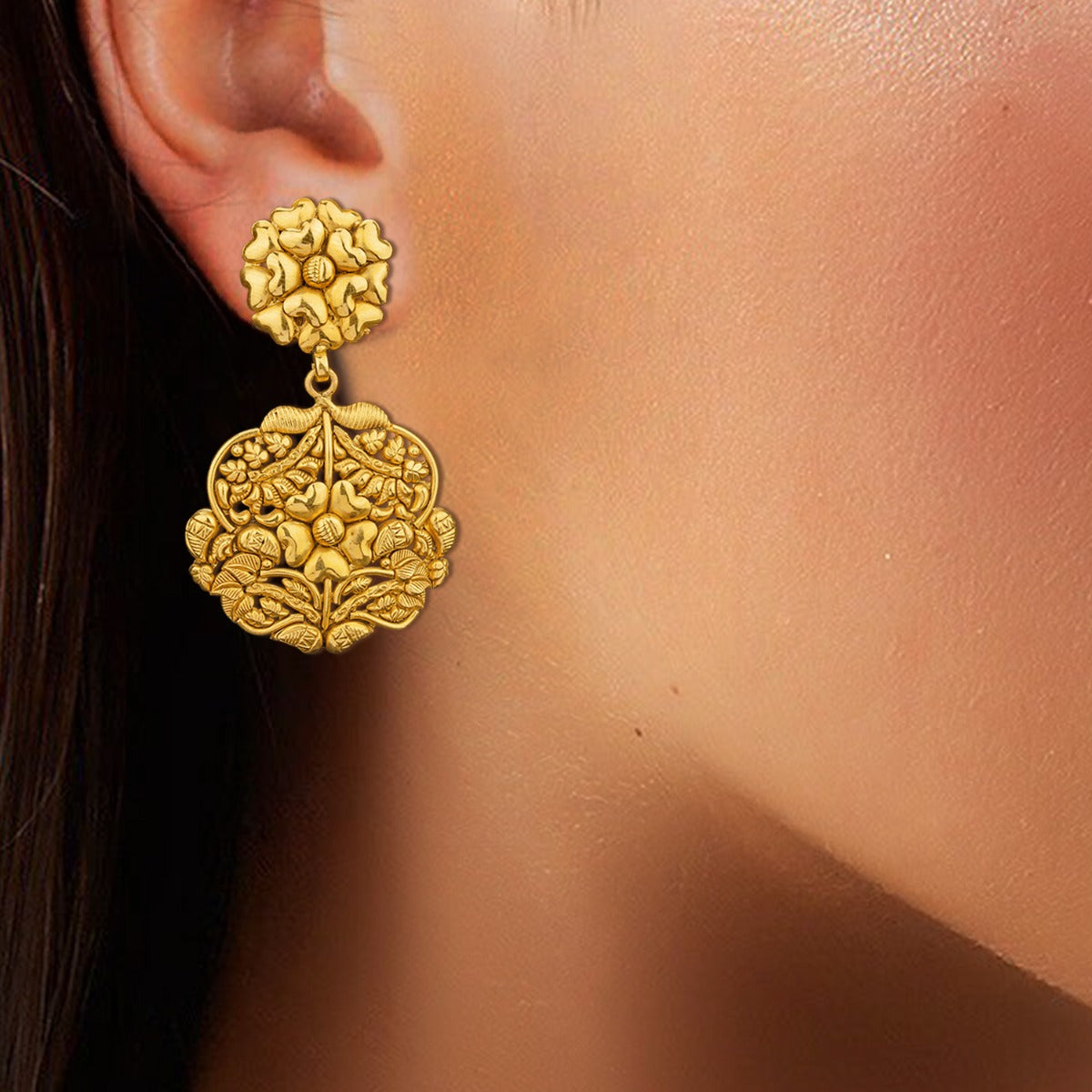 Cute Serene Hearts Gold Earrings