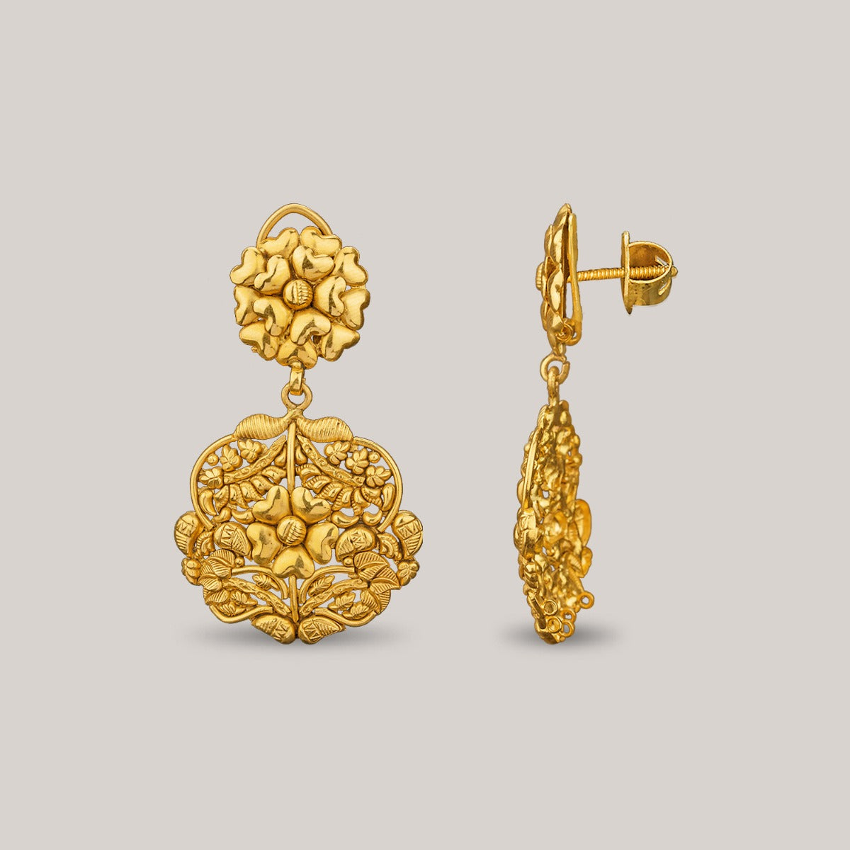 Cute Serene Hearts Gold Earrings