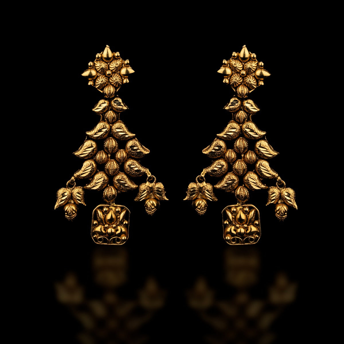 Pyramid Gold Earrings