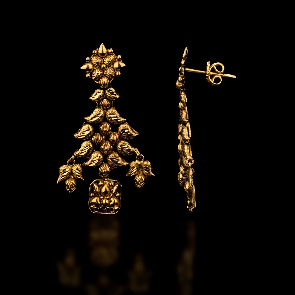 Pyramid Gold Earrings