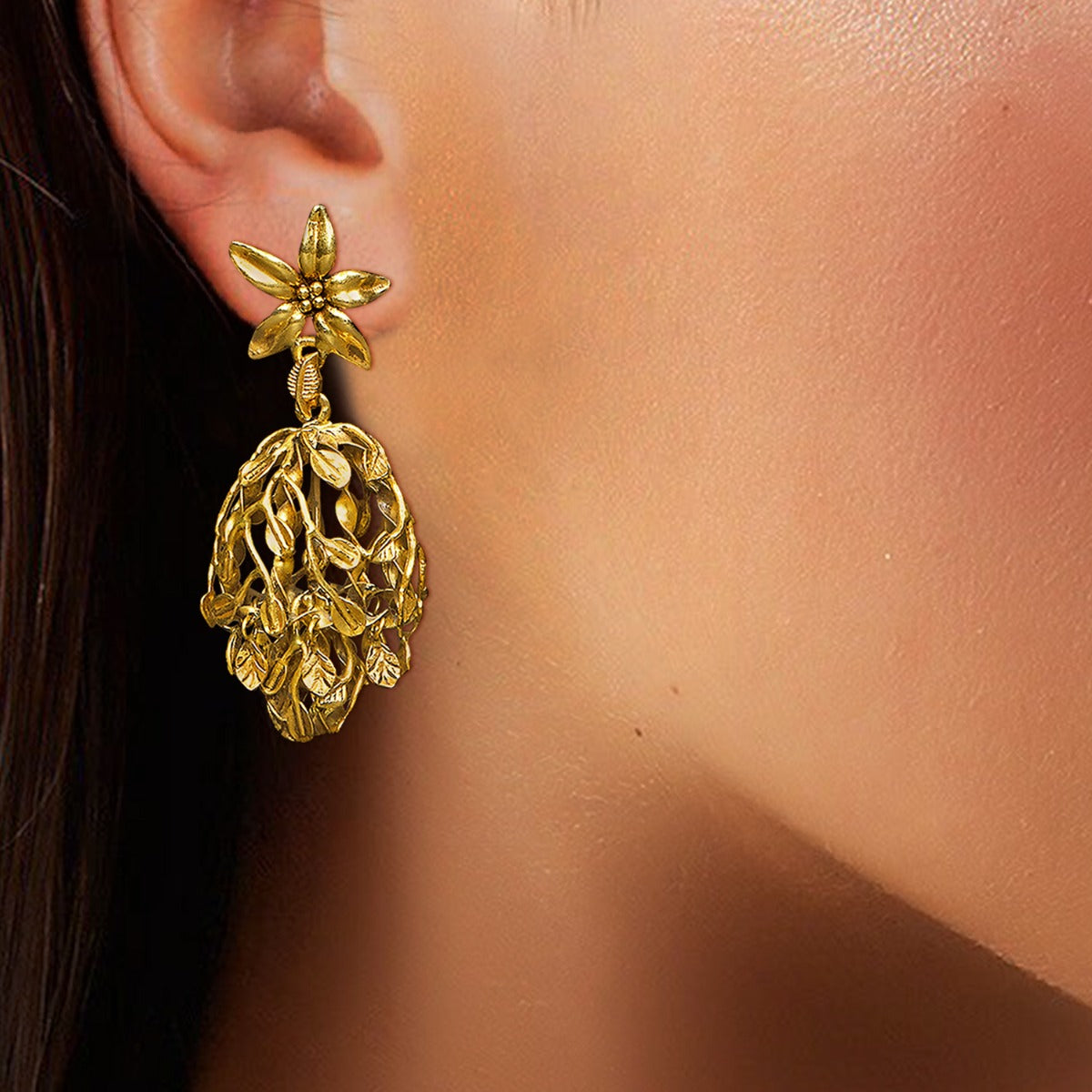 Floral Gold Jhumka