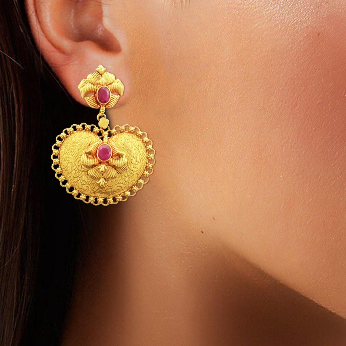 Truncated Textured Gold Earrings
