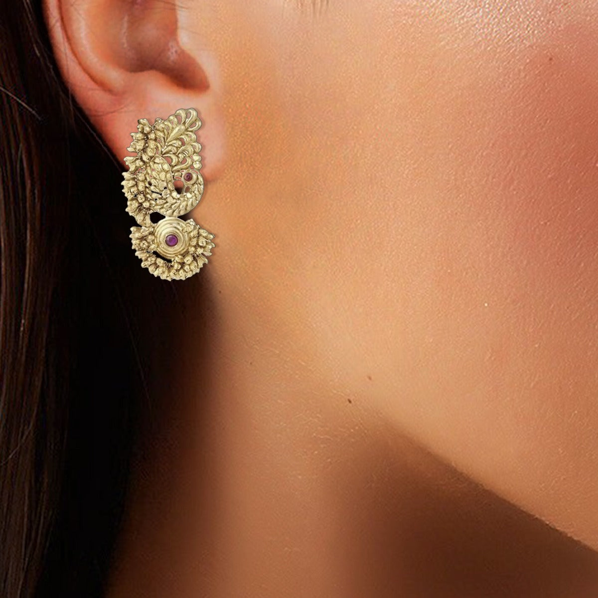 Peacock Majesty Gold Earrings
