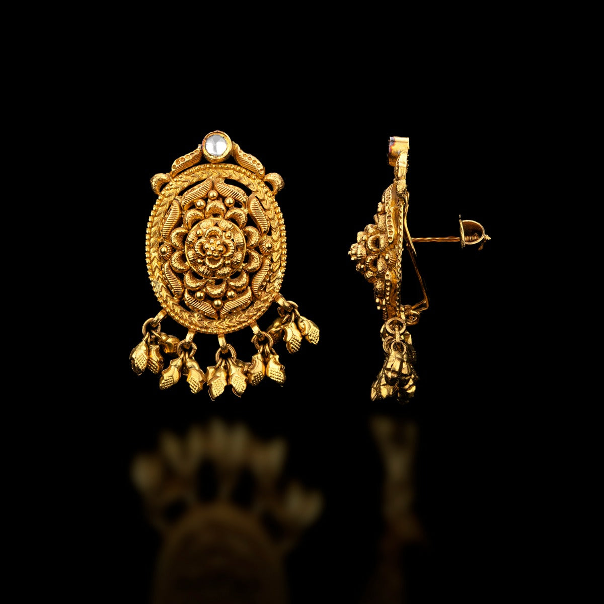 Oval Planetary Gold Earrings