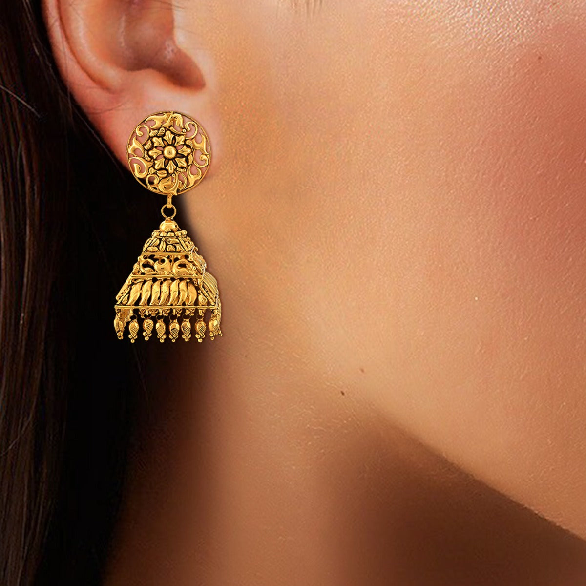 Traditional Filigree Gold Jhumka