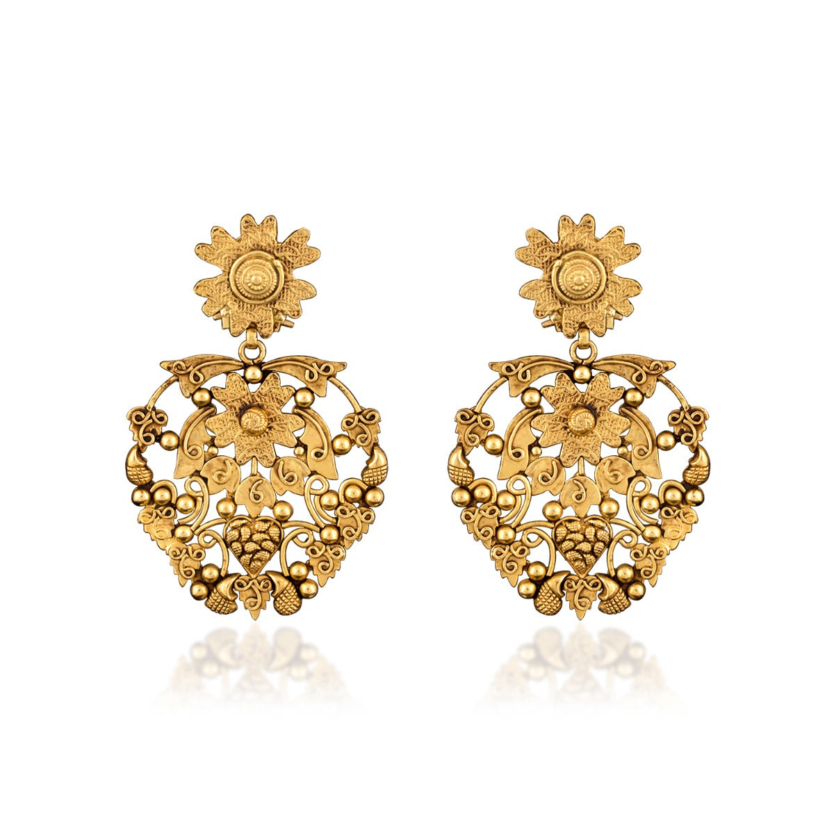 Ber Root Flower Gold Earrings