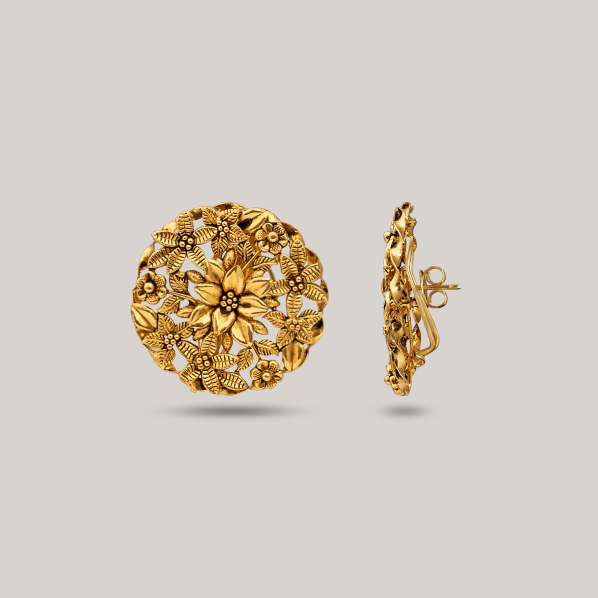 Filigree Flower Gold Earrings