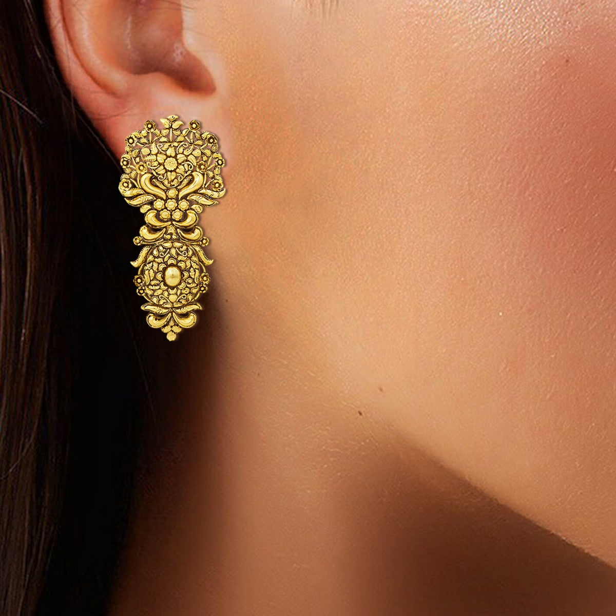 Temple Wall Gold Earrings