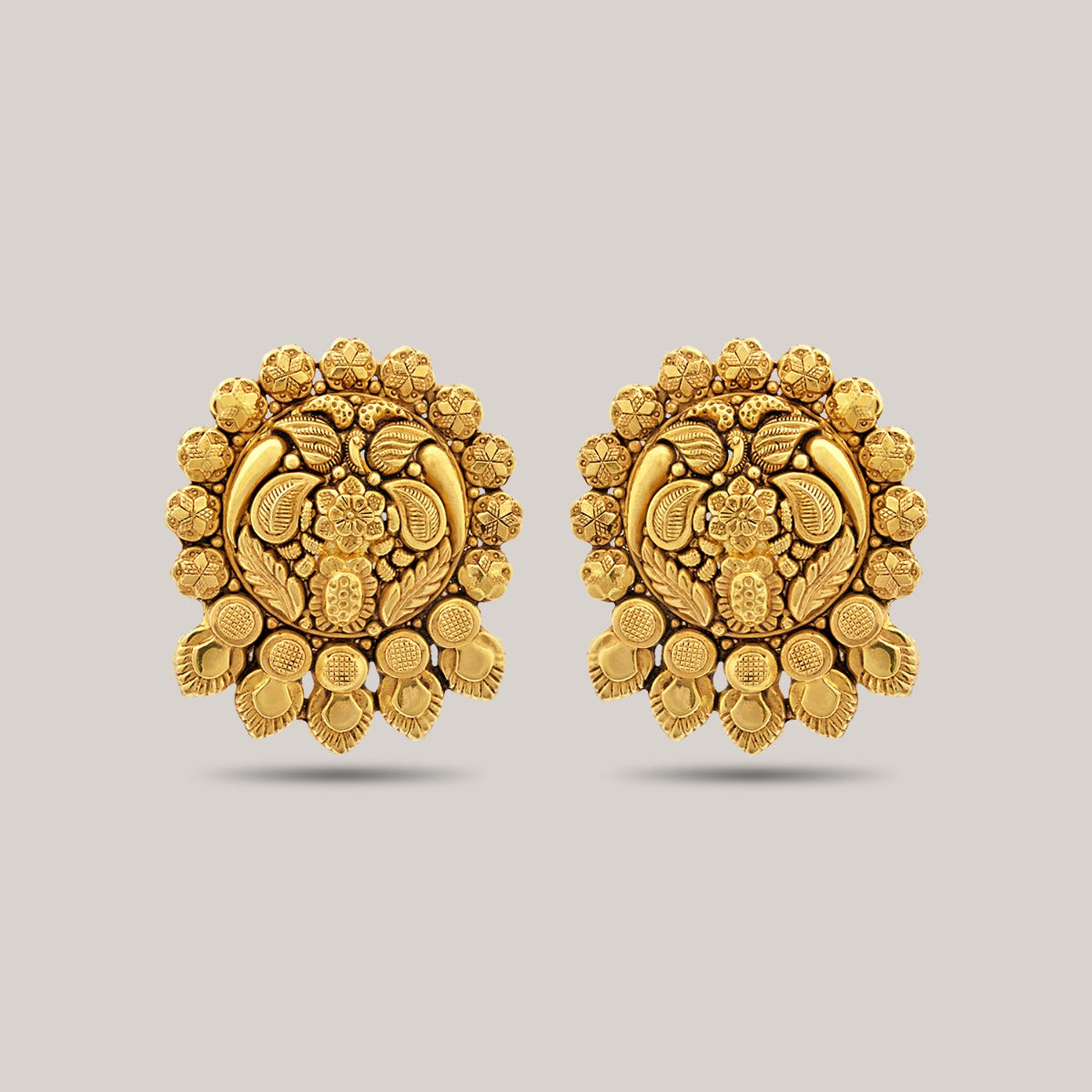 Floral Filigree Gold Earrings