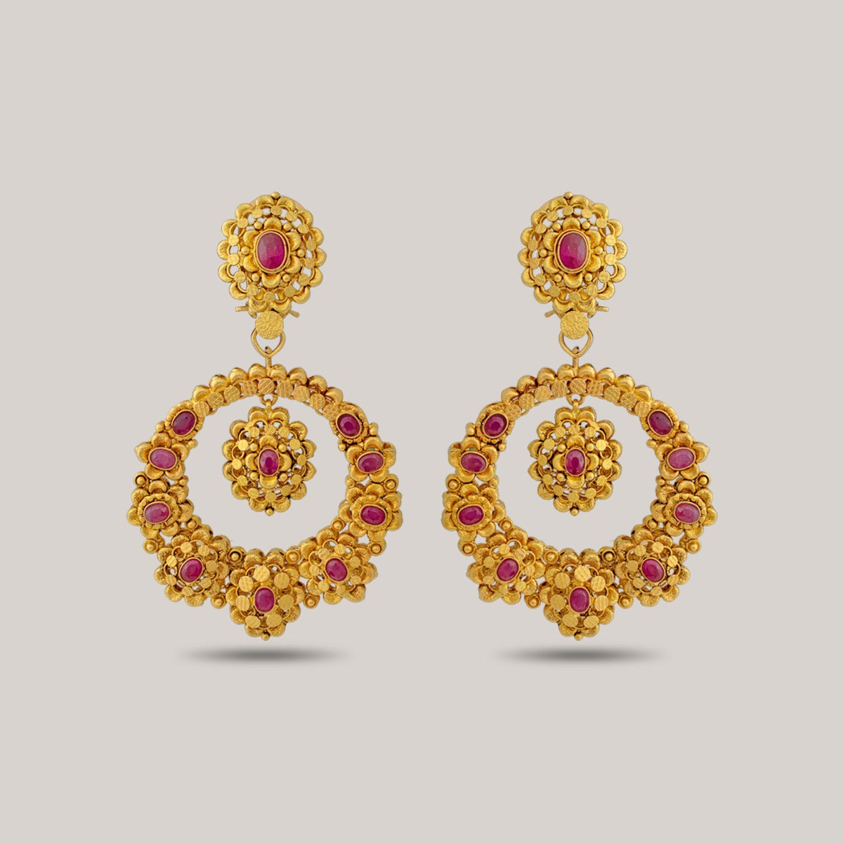 Lia Blooms Gold Chandbali