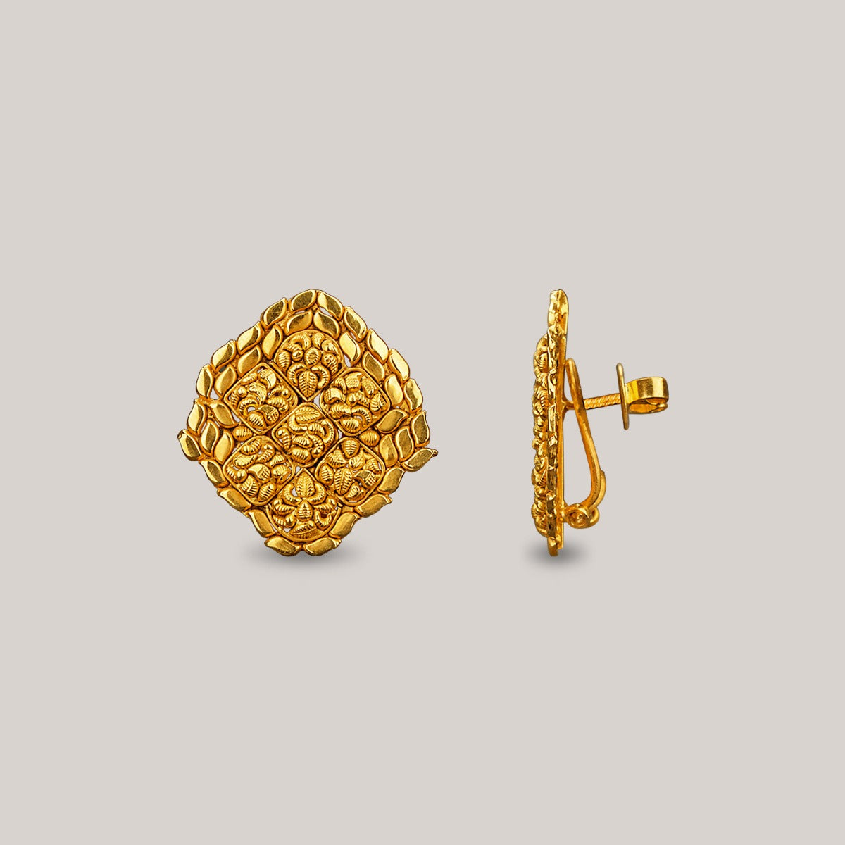 Upright Tulip Gold Earrings