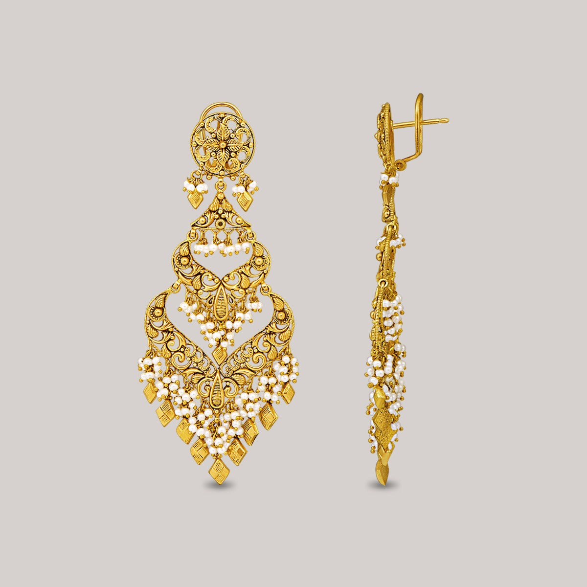 Three Layered Gold Earrings