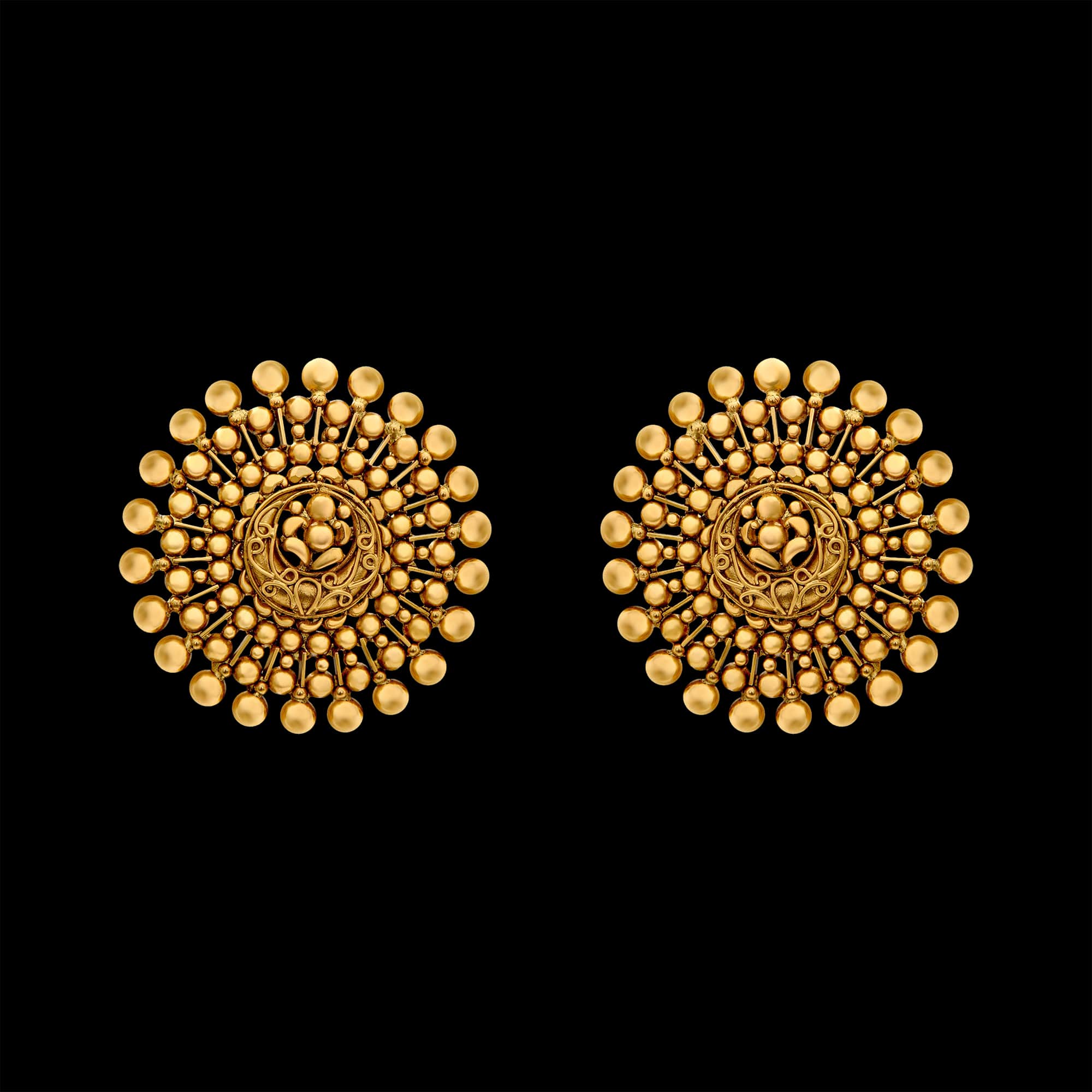 Sunlit Sphere Elegance Gold Earrings