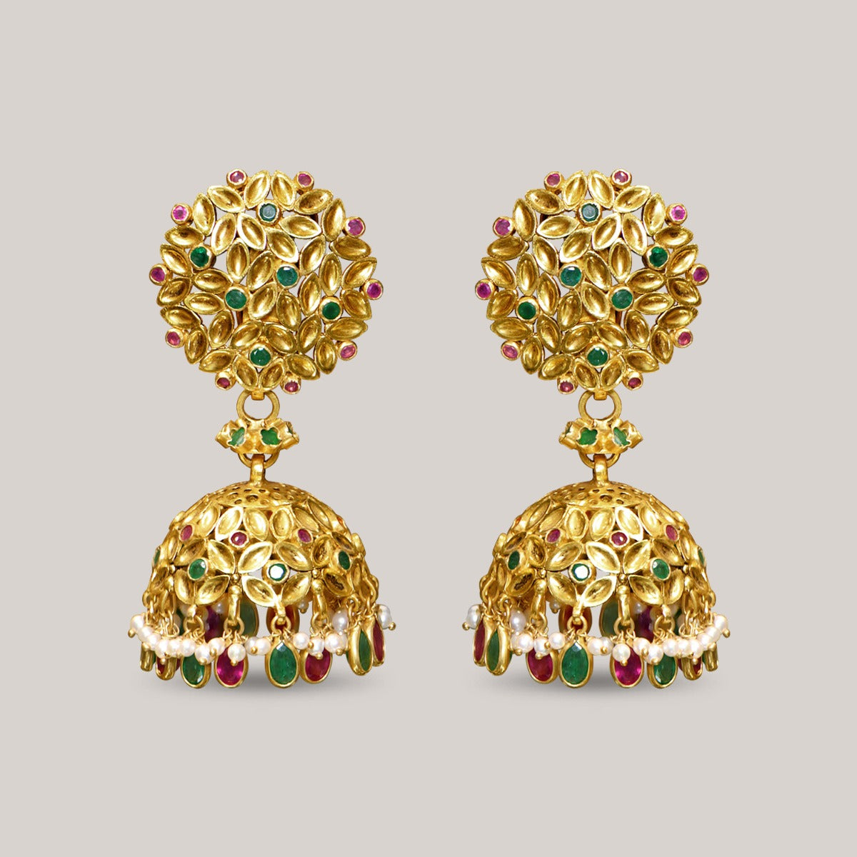 Multi Stone Sprinkles Gold Jhumka