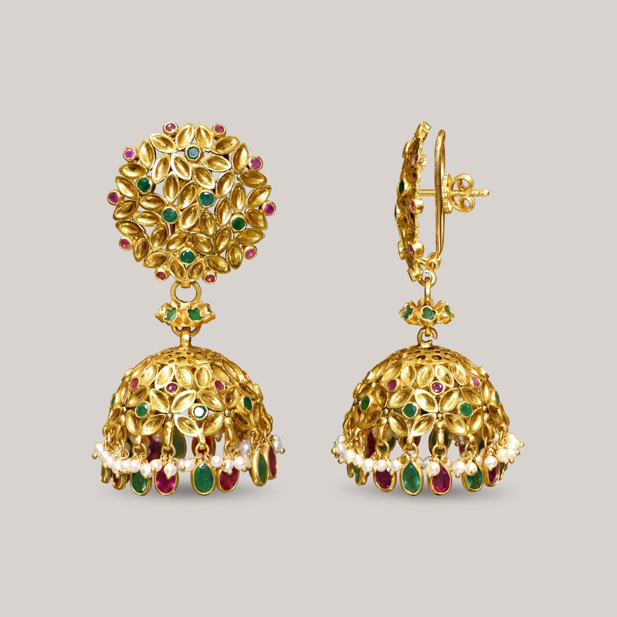 Multi Stone Sprinkles Gold Jhumka