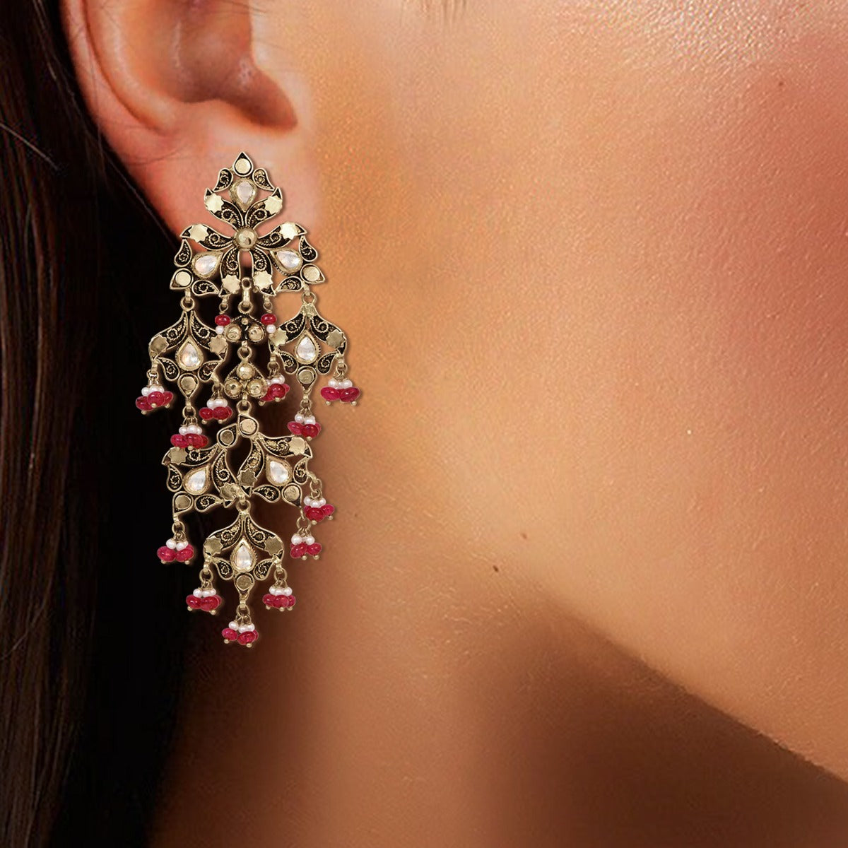 Inverted Tree Branc Gold Earrings