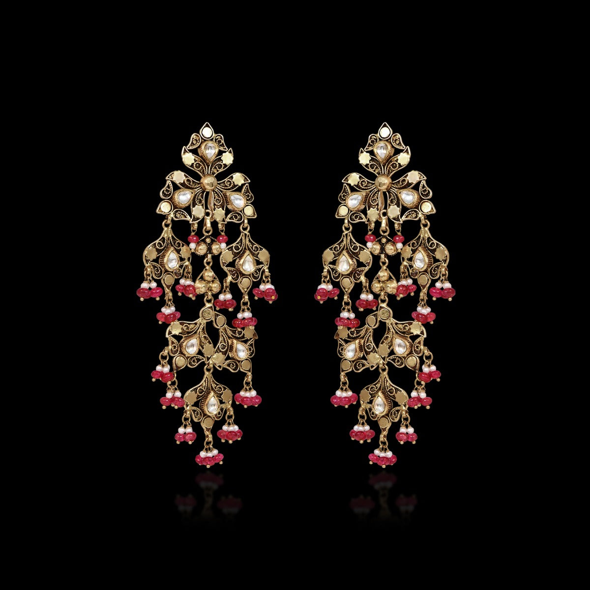 Inverted Tree Branc Gold Earrings