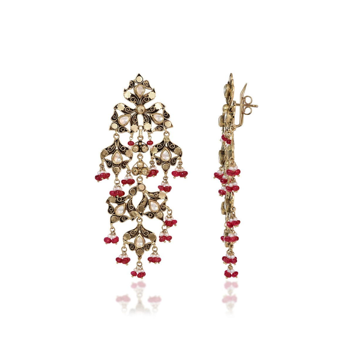 Inverted Tree Branc Gold Earrings