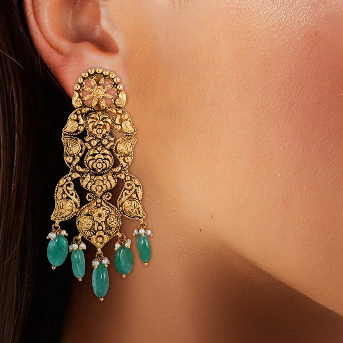 Ornate Majesty Gold Earrings
