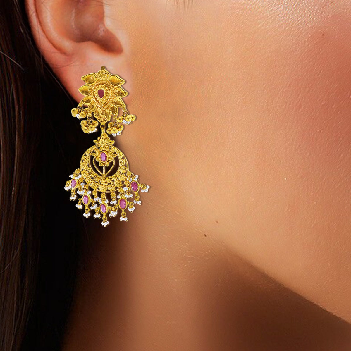 Pink Punch Gold Earrings