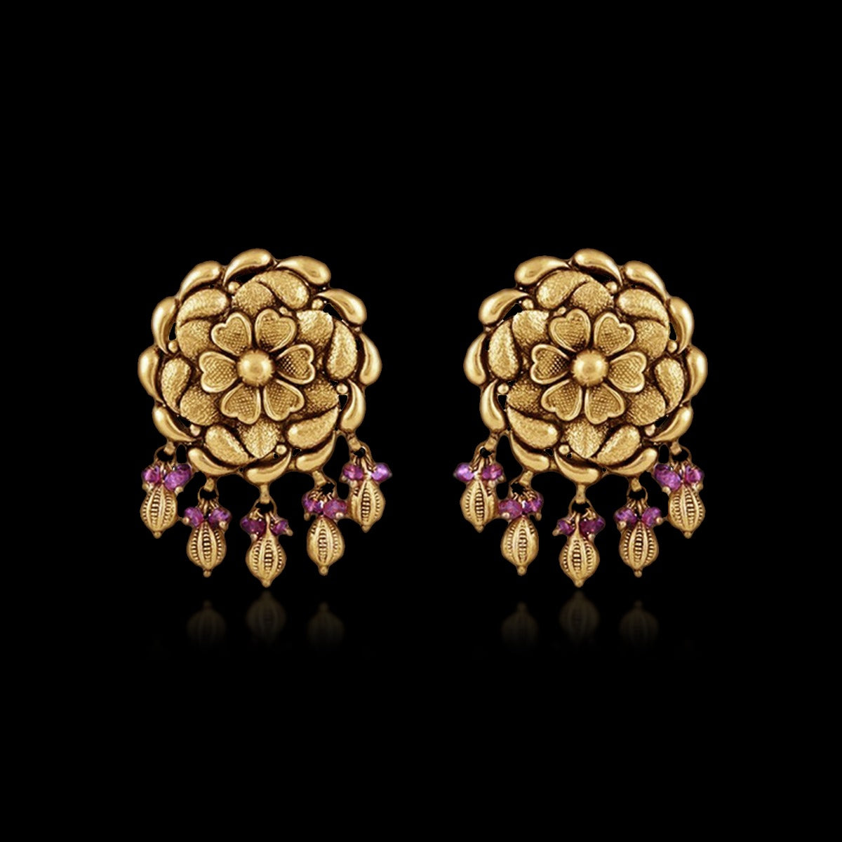 Wax Begonia Gold Earrings