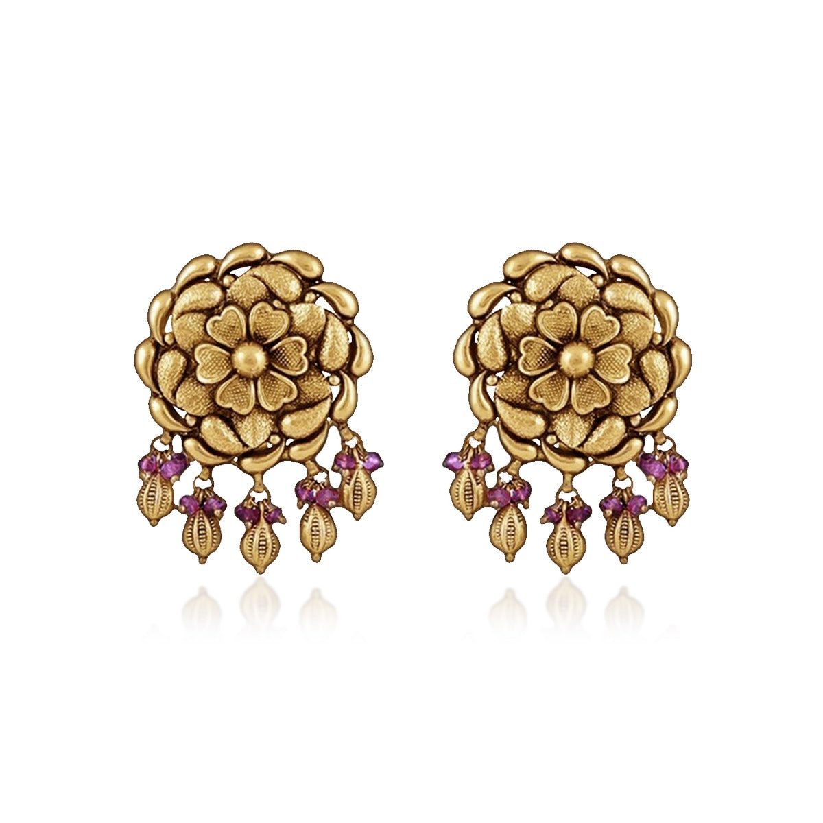 Wax Begonia Gold Earrings