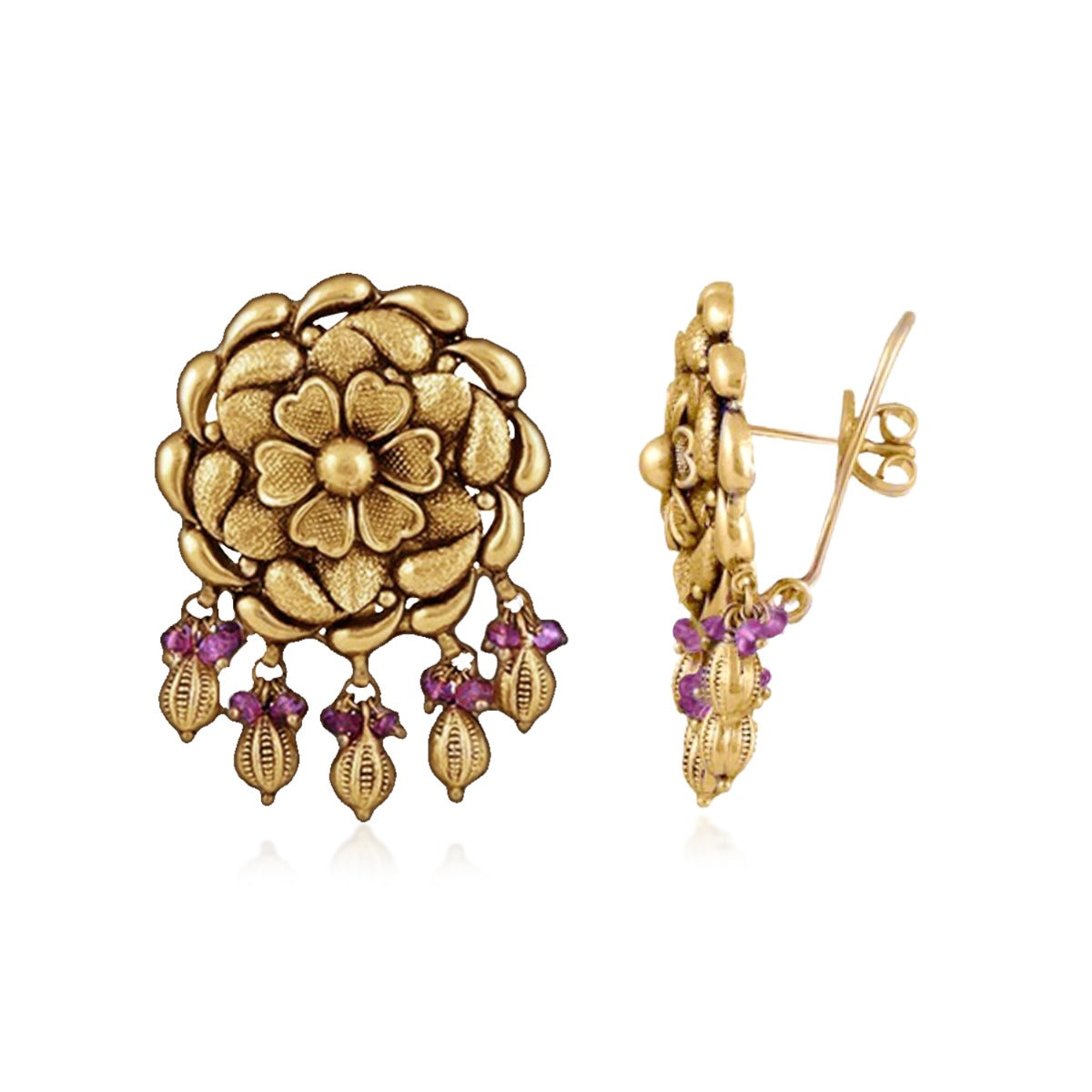 Wax Begonia Gold Earrings