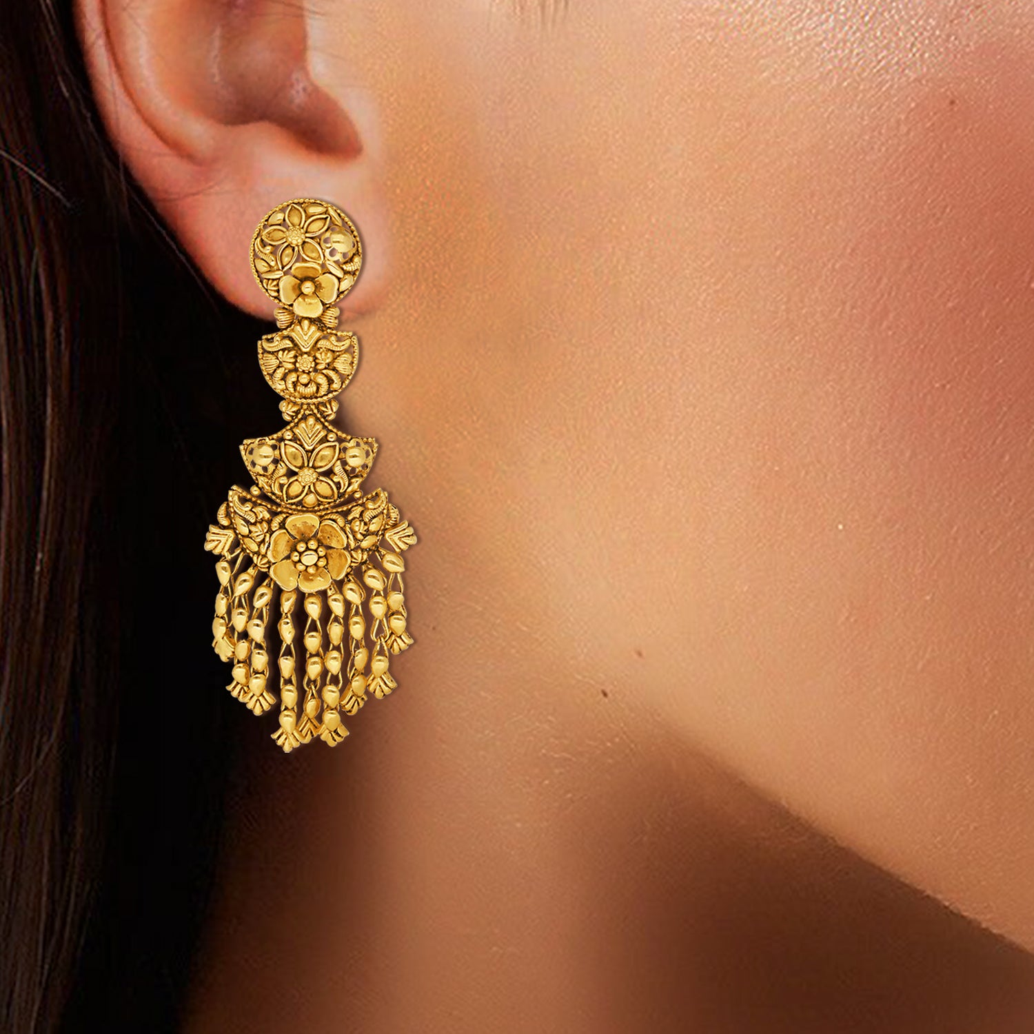 Fleur Waterfall Gold Earrings