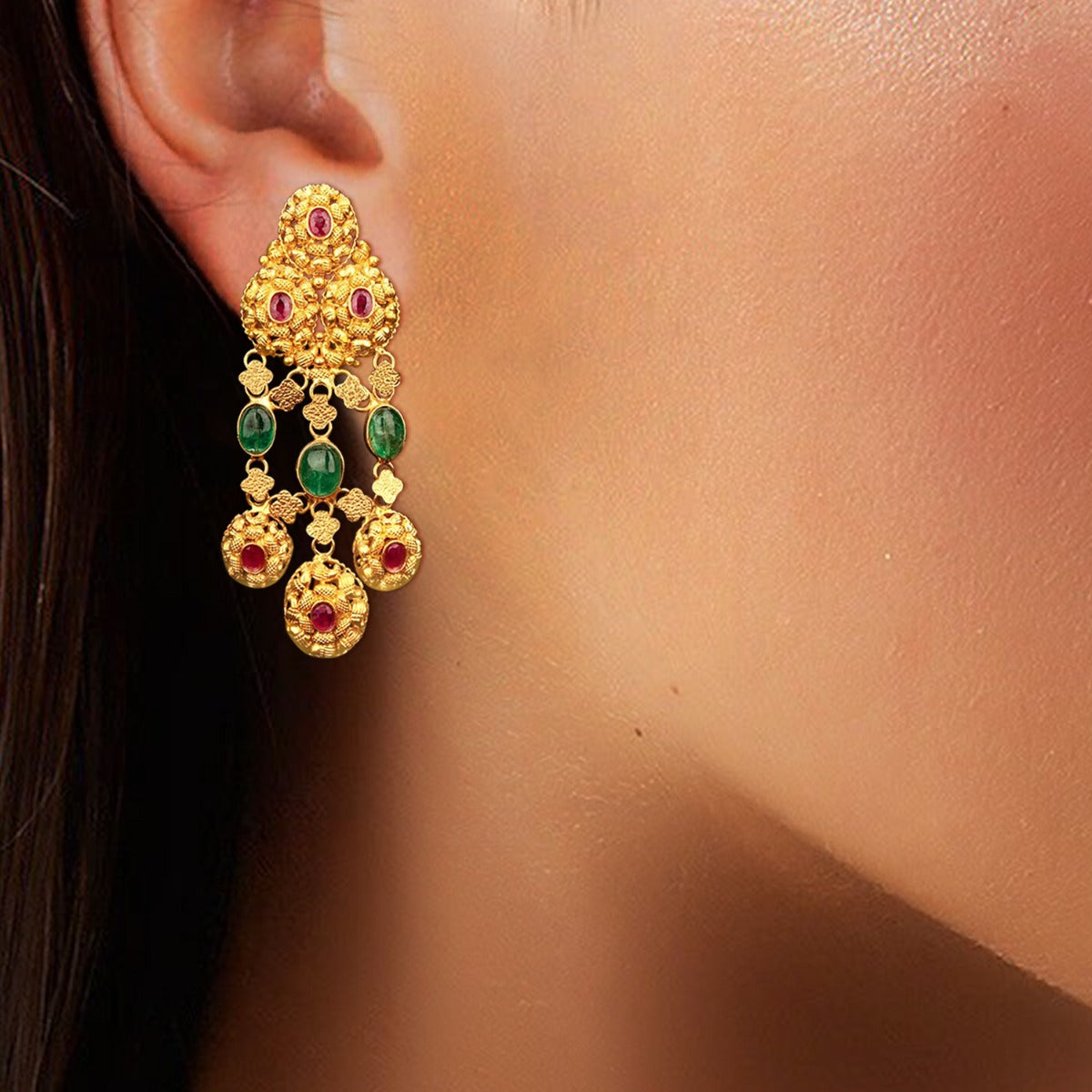 Tassel Geometric Gold Earrings
