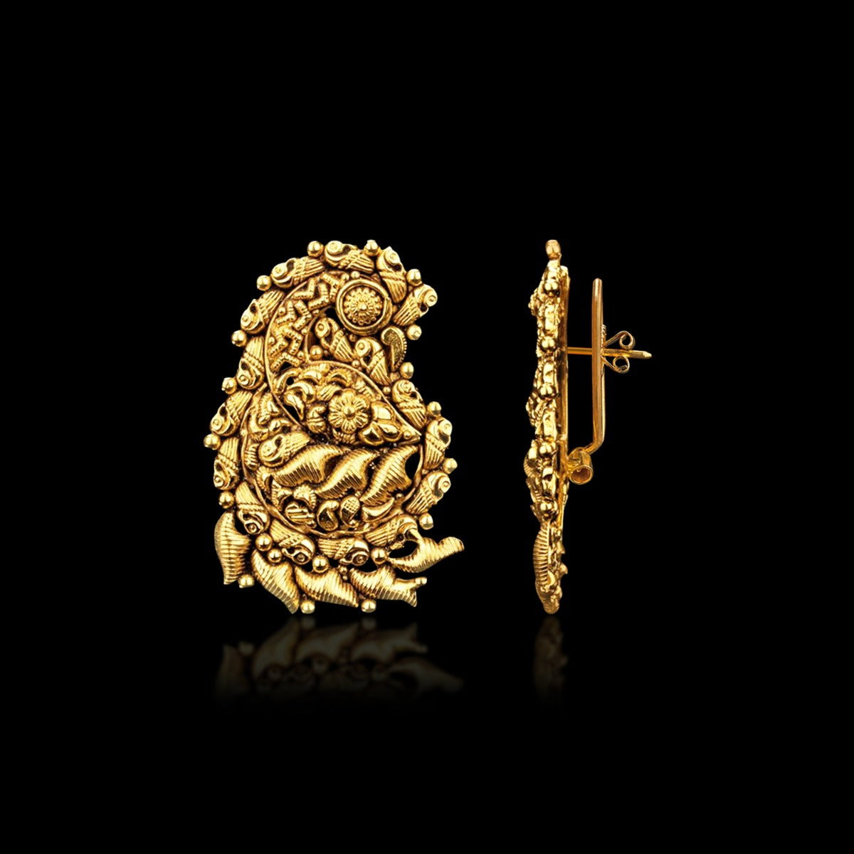 Spiral Motif Gold Earrings