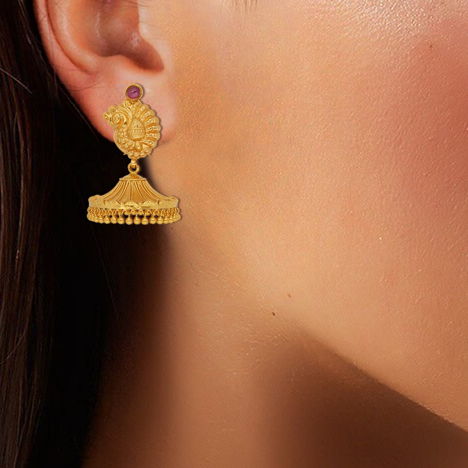 Saachi Tradition Peacock Gold Earrings