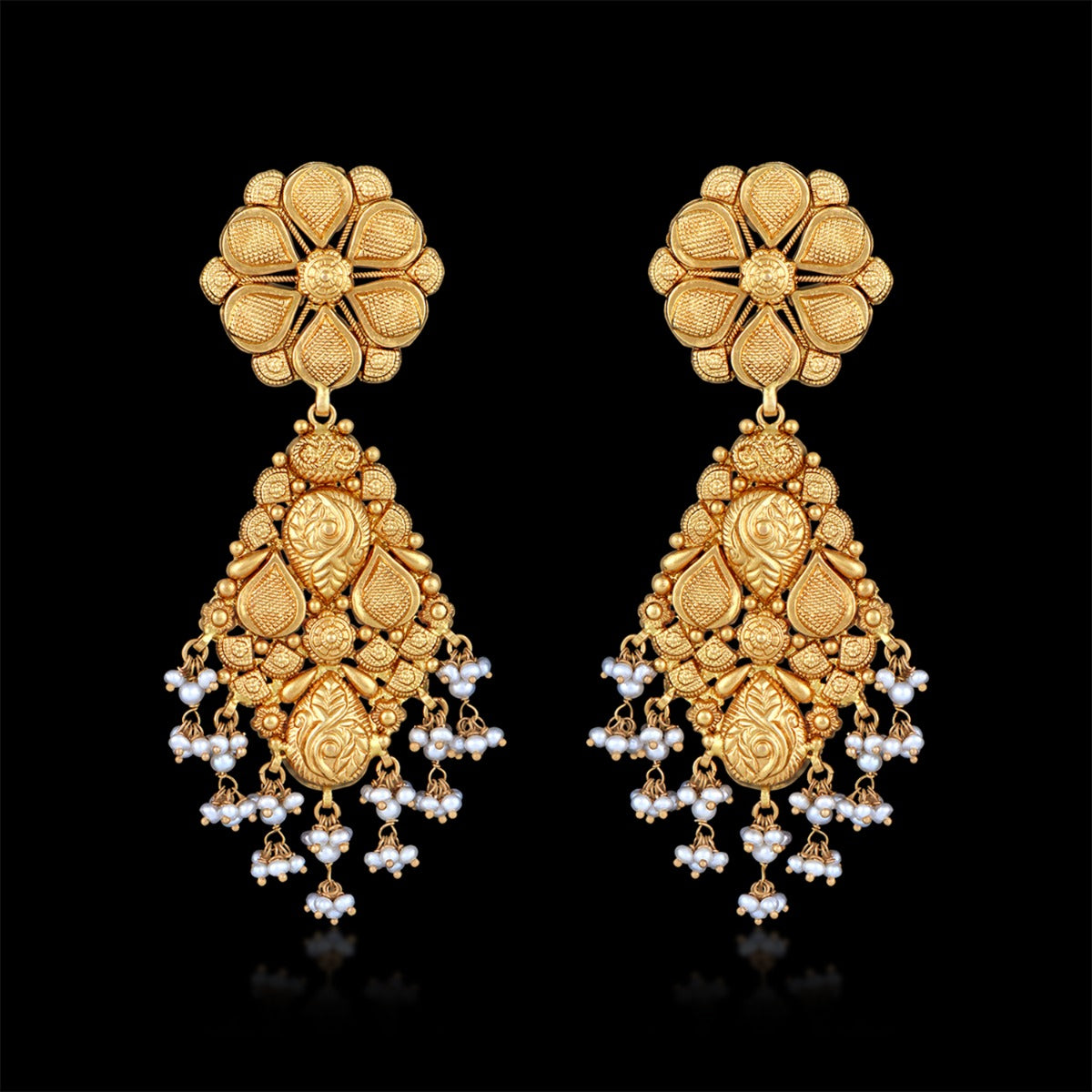 Paddle Flower Gold Earrings